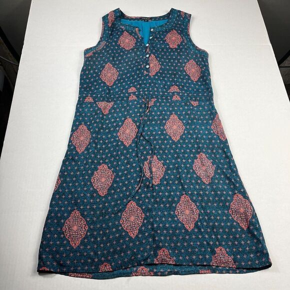 Lucky Brand Drawstring Shift Dress Medallion Print Sleeveless Cinch Waist SMALL - Picture 1 of 10